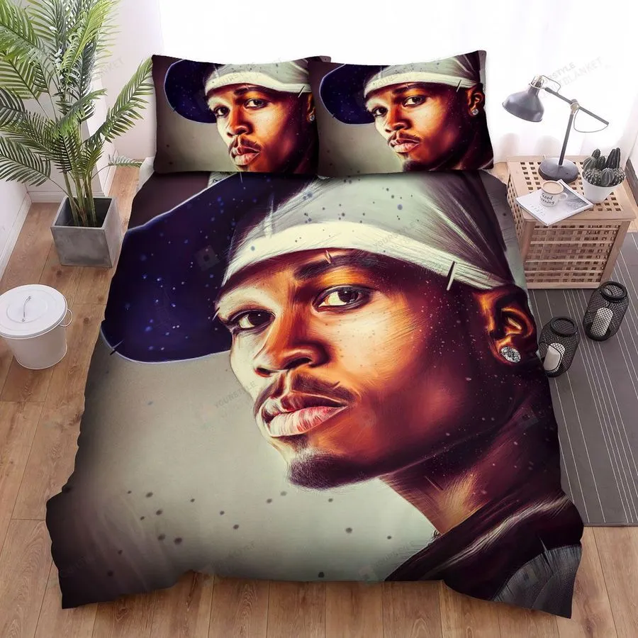 50 Cent In White Cap Drawing Bed Sheets Spread Duvet Cover Bedding Sets