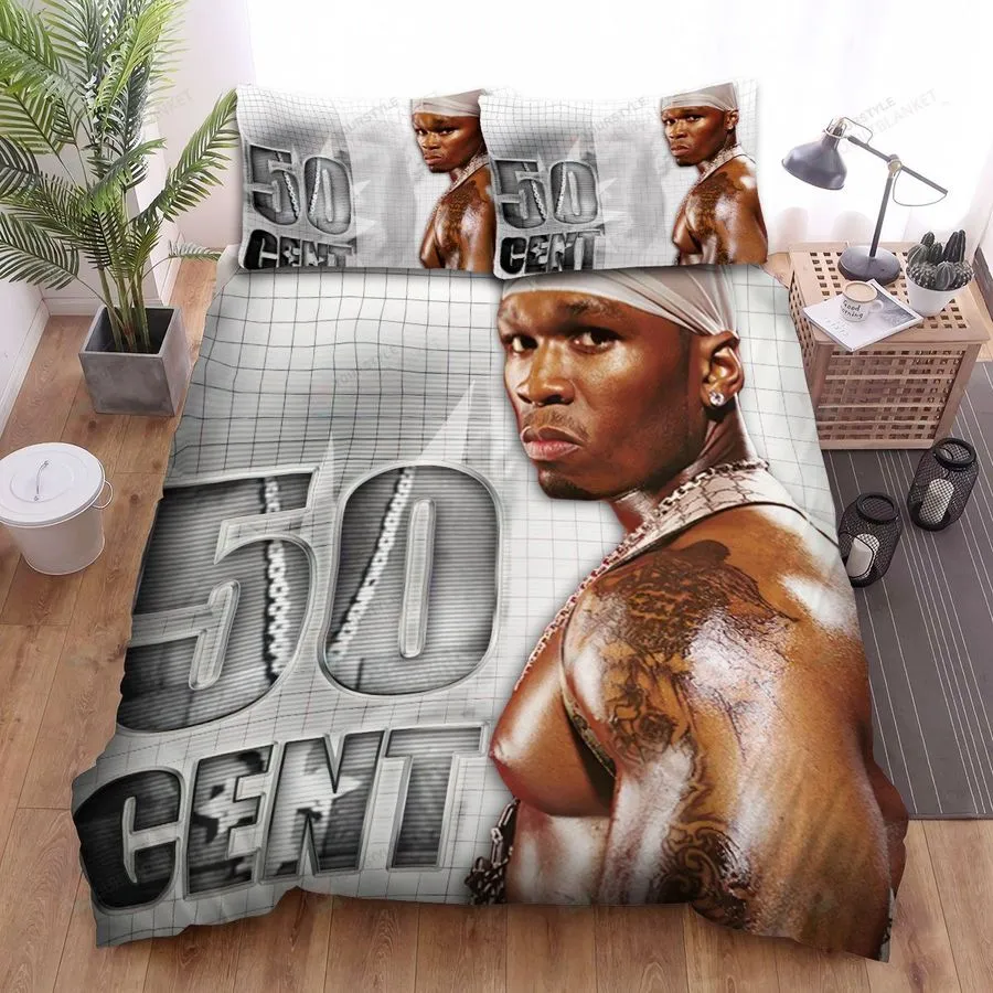 50 Cent Wearing Chain Necklace Bed Sheets Spread Duvet Cover Bedding Sets