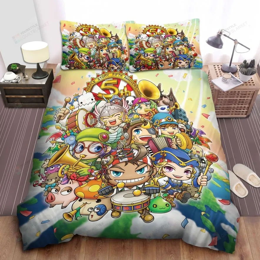 5Th Anniversary Of Maplestory 2 Bed Sheets Spread Comforter Duvet Cover Bedding Sets