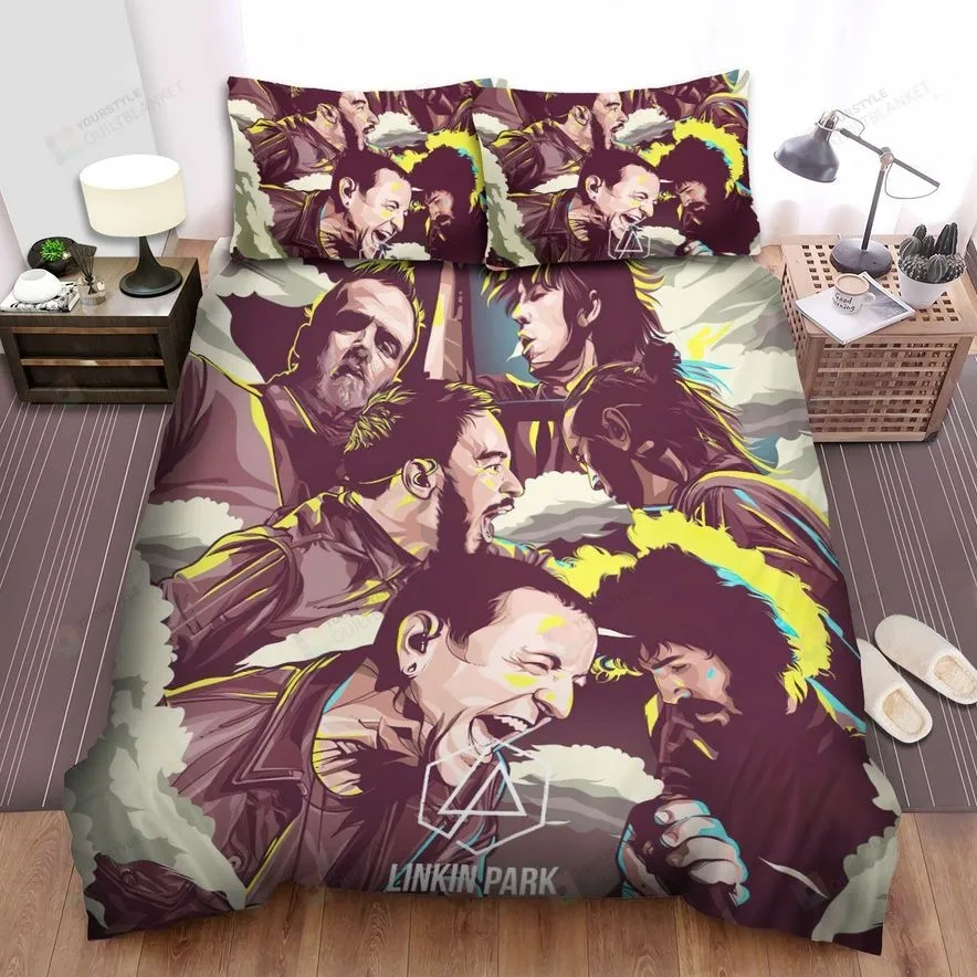 6 Members Of Linkin Park Art Bed Sheets Spread Duvet Cover Bedding Sets