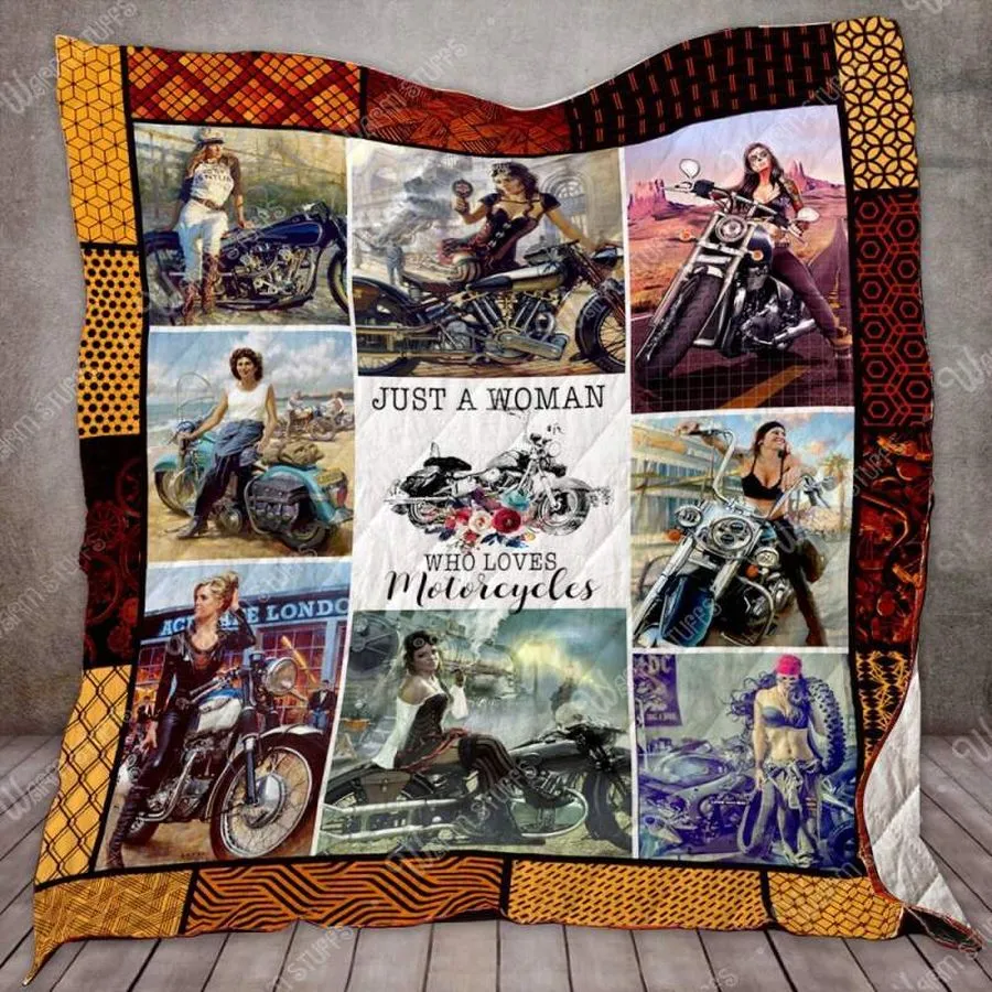 A Woman Loves Motorcycles 3D Customized Quilt Blanket