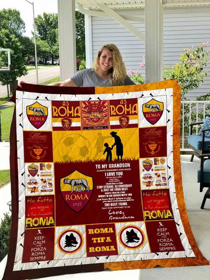 As Roma  To My Grandson  Love Grandmom Quilt Blanket