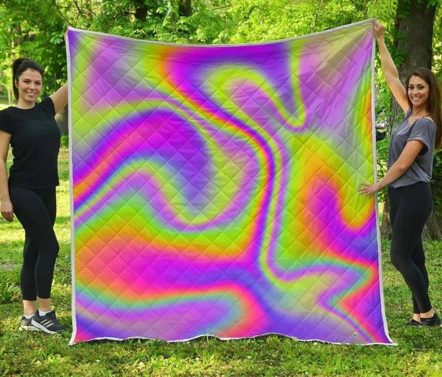 Abstract Holographic Trippy 3D Customized Quilt