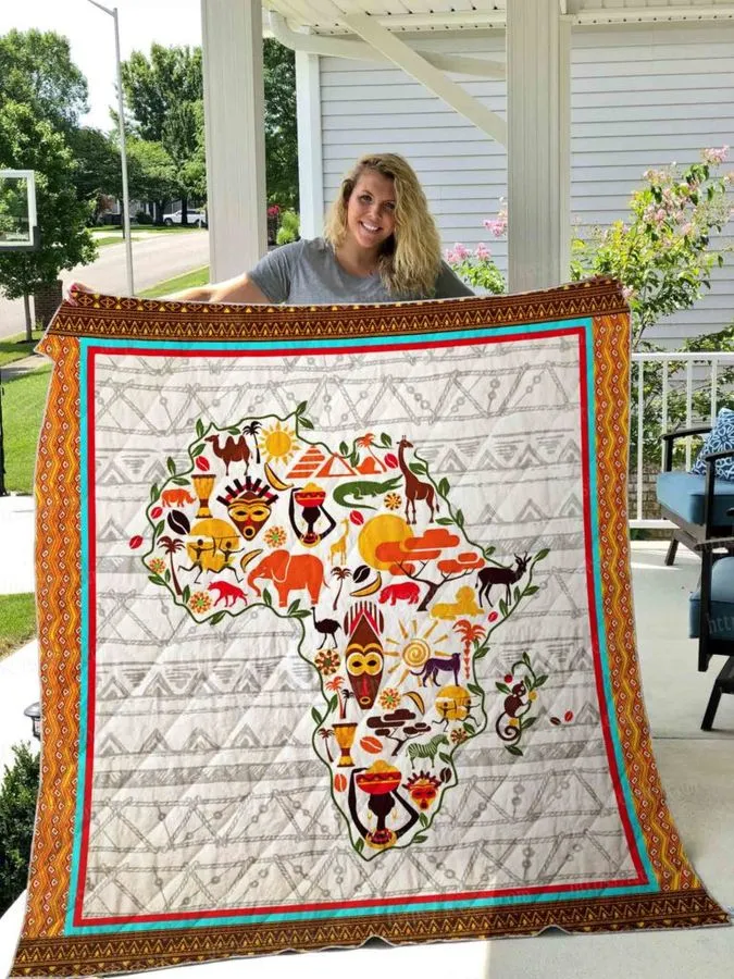 Africa Map 3D Quilt Blanket