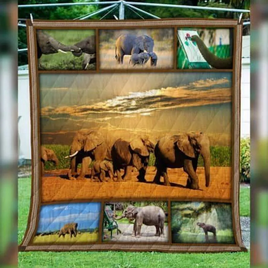 African Elephant 3D Customized Quilt