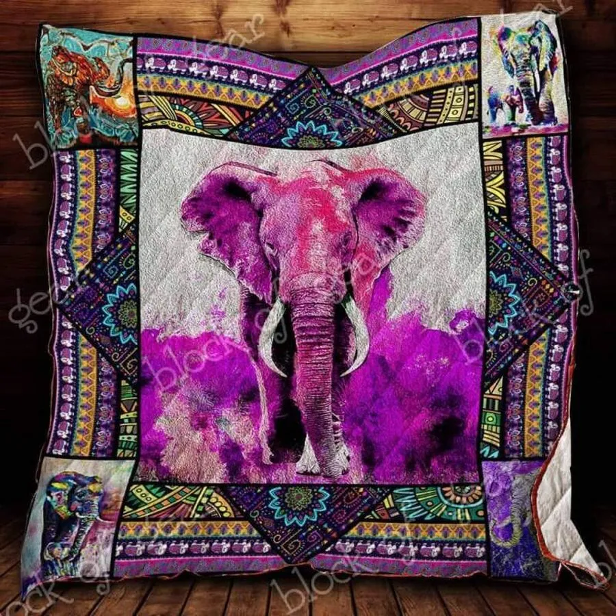 African Elephant Hippie 3D Customized Quilt