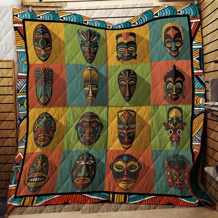 African Ethnic Tribal Mask Customize Quilt Blanket