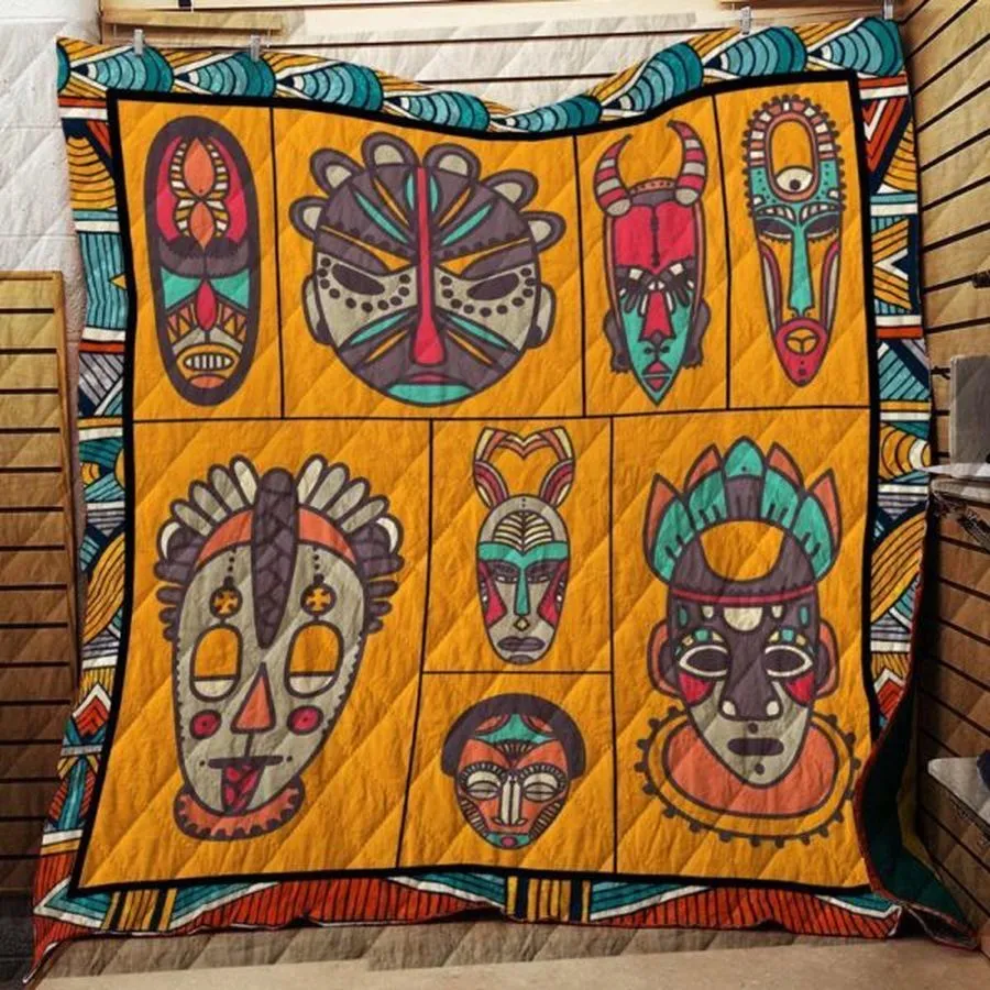 African Masks 3D Customized Quilt Blanket