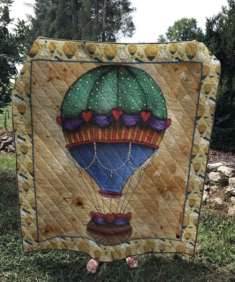 Air Balloon 3D Customized Quilt Blanket