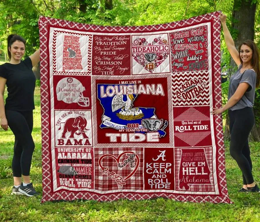 Alabama Crimson Tide Louisiana 3D Customized Quilt Blanket