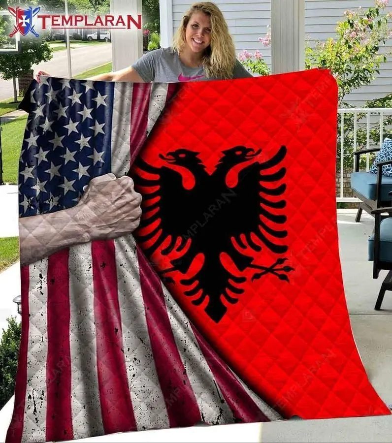 Albania And America 3D Customized Quilt