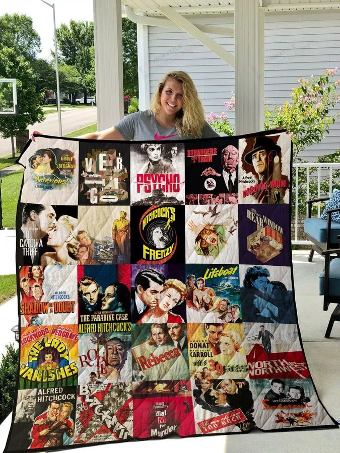 Alfred Hitchcock Best Movies Ever Poster Quilt Blanket