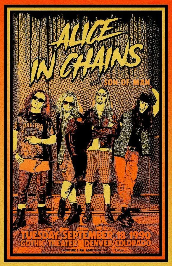 Alice In Chains 1990 Tour Poster Decor Home Poster  Canvas Gift