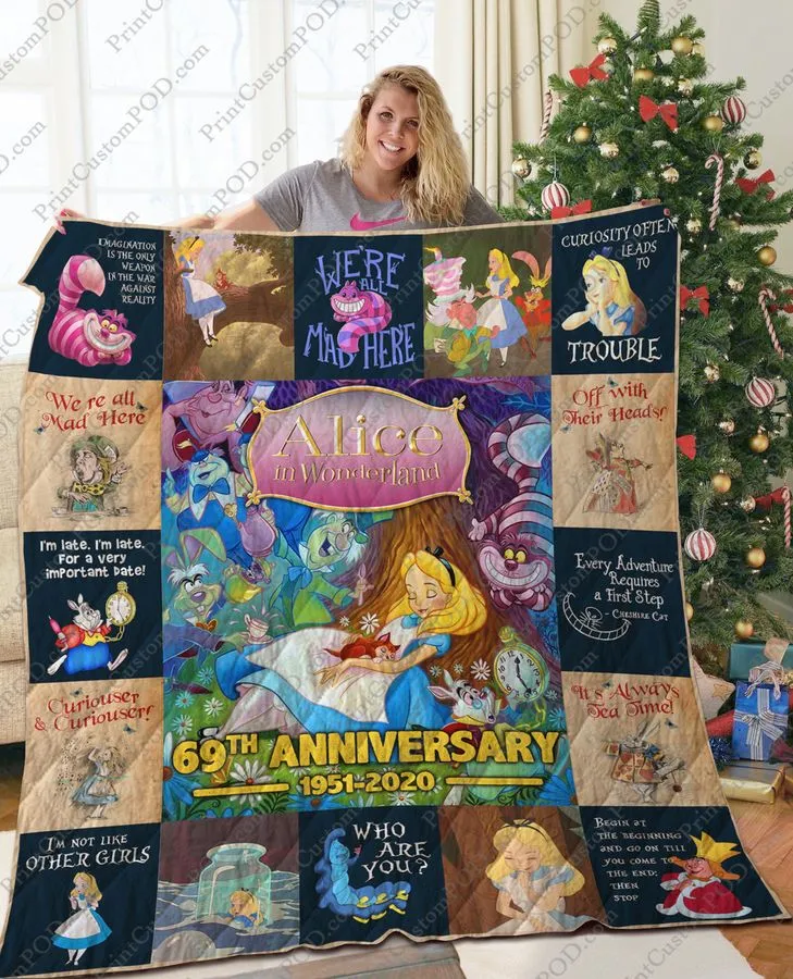 Alice In Wonderland Christmas Quilt Blanket