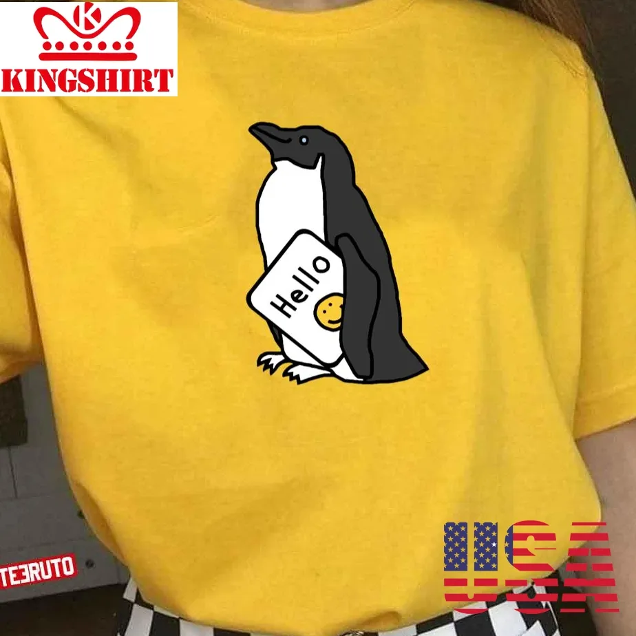 Cute Penguin Says Hello Unisex T Shirt