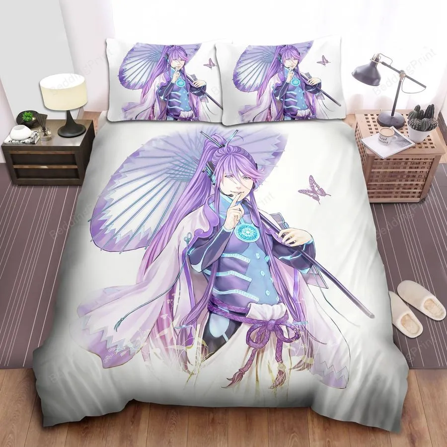 (Gackpoid) Kamui Gakupo With Purple Butterflies Bed Sheets Duvet Cover Bedding Sets