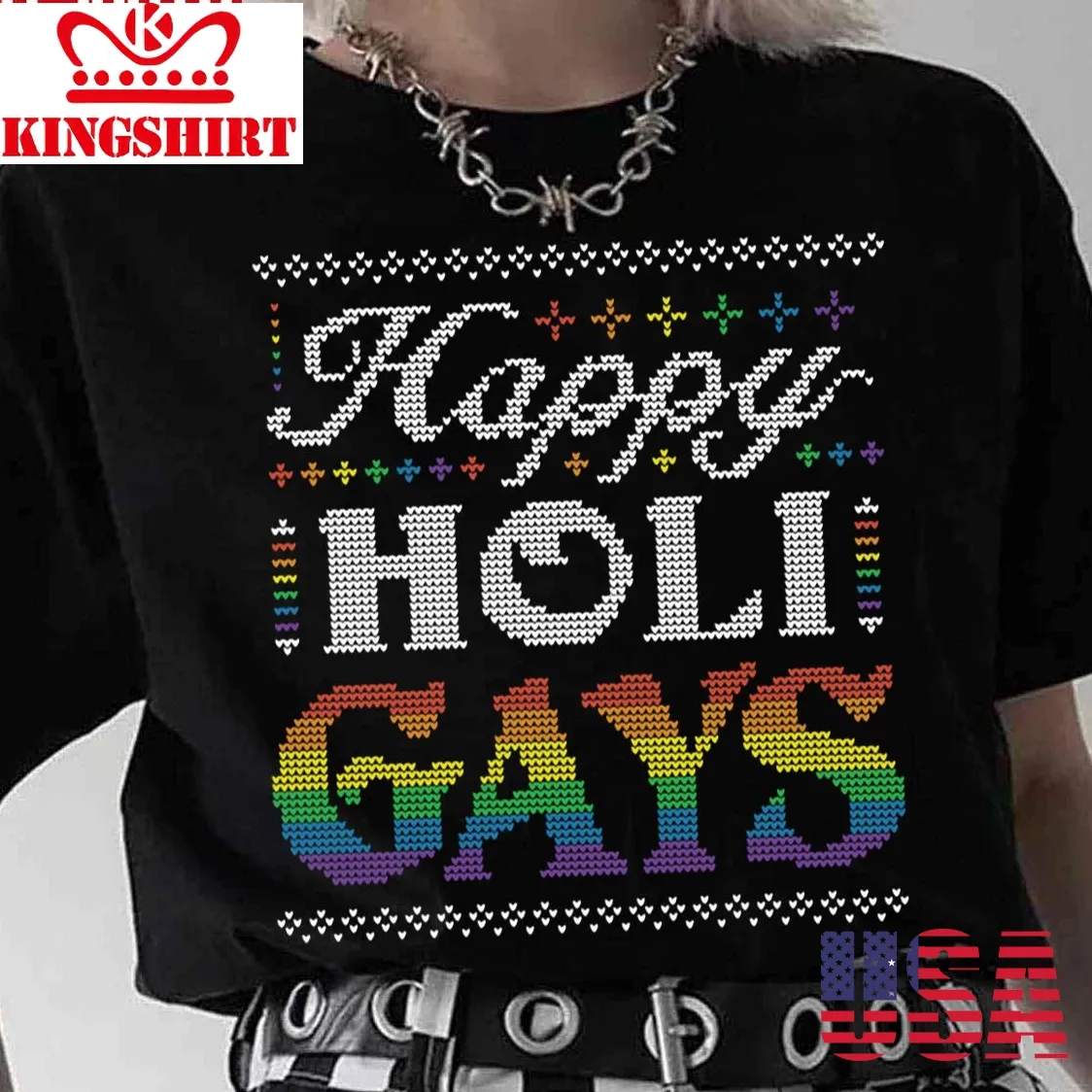 Happy Holigays Gay Pride Christmas Unisex T Shirt