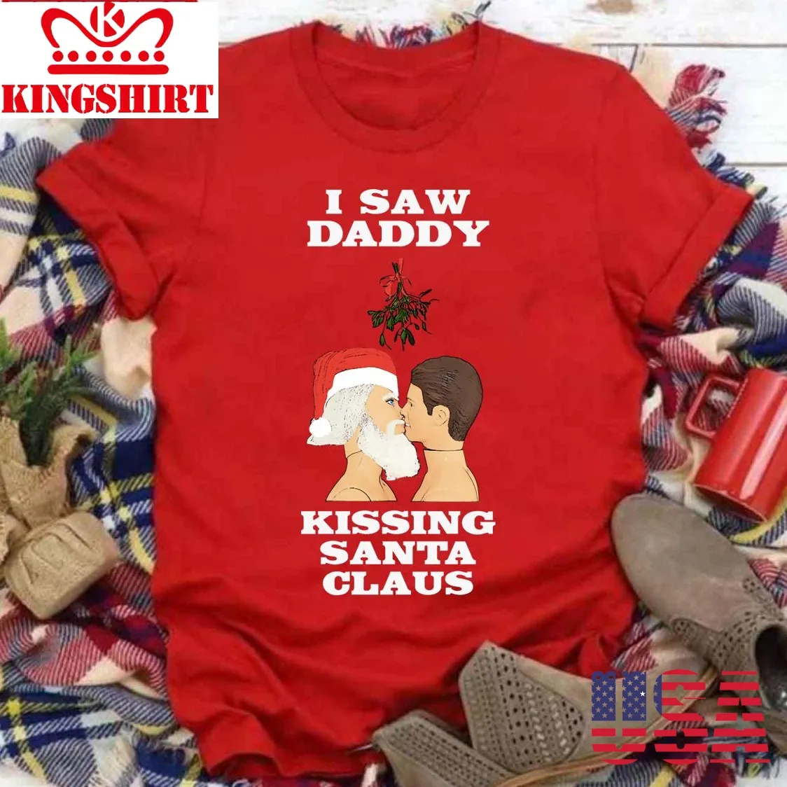 I Saw Daddy Kissing Santa Claus Gay Xmas Gay Unisex T Shirt