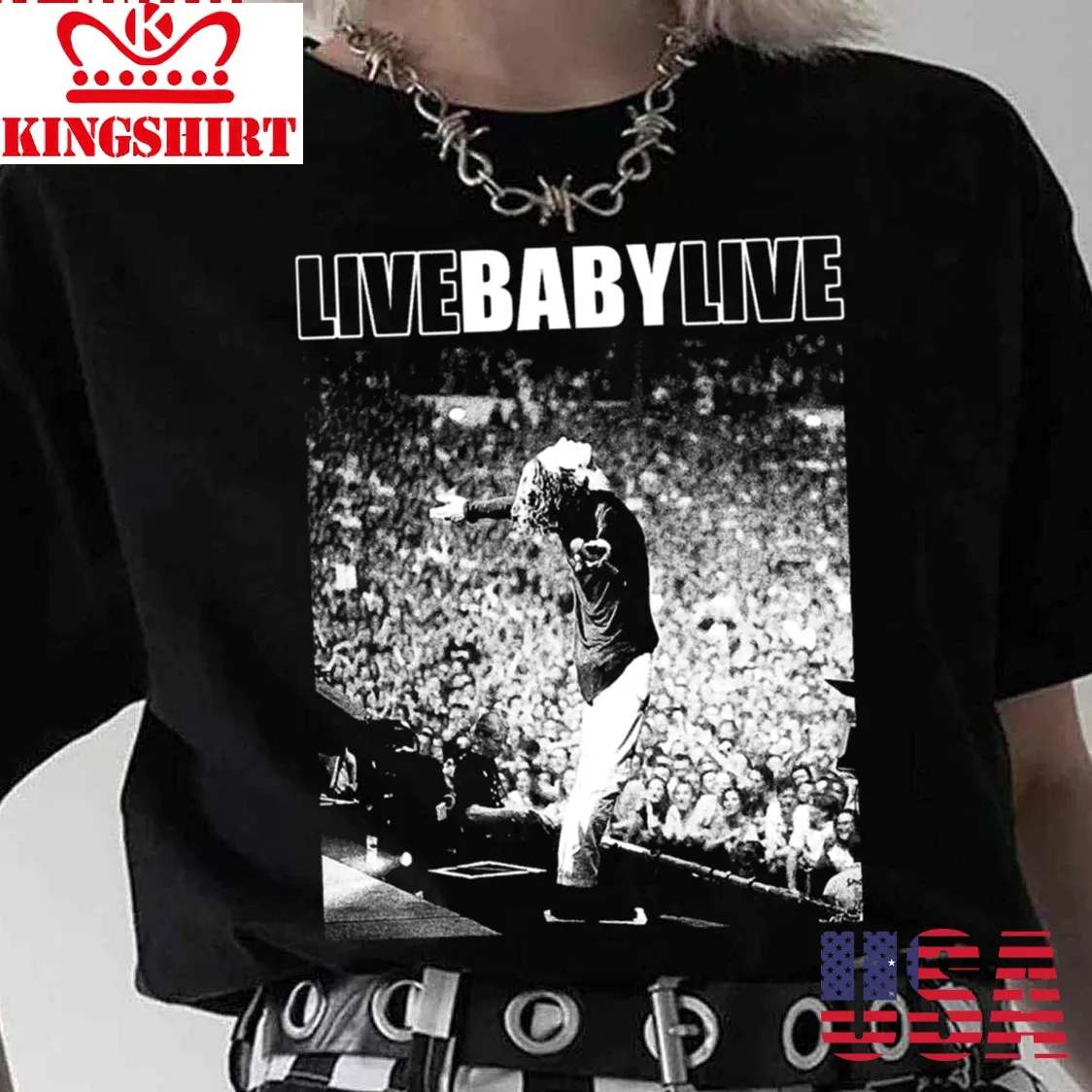 Live Baby Live Halftone Unisex T Shirt