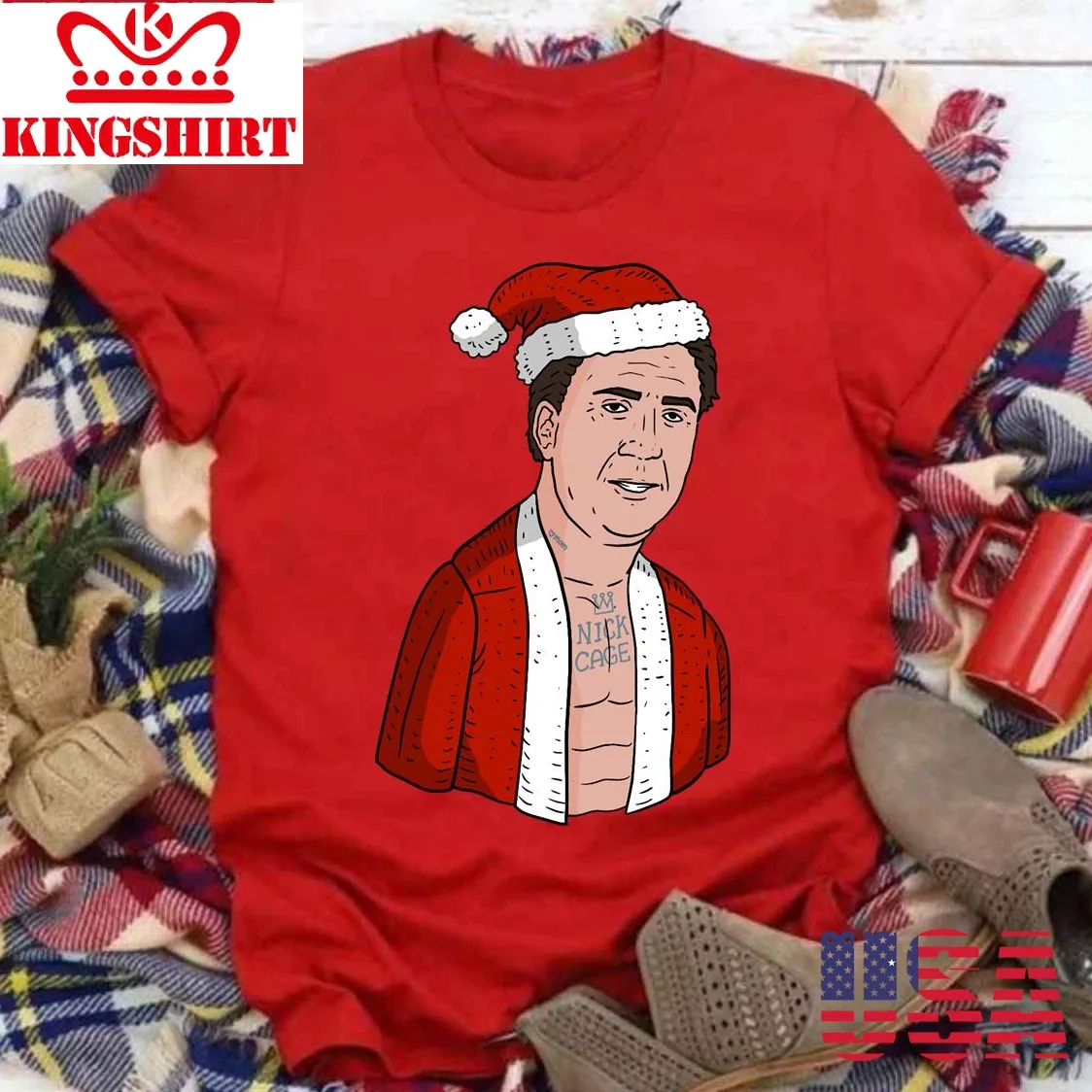 Nicolas Cage Christmas Santa Ugly Christmas Unisex T Shirt