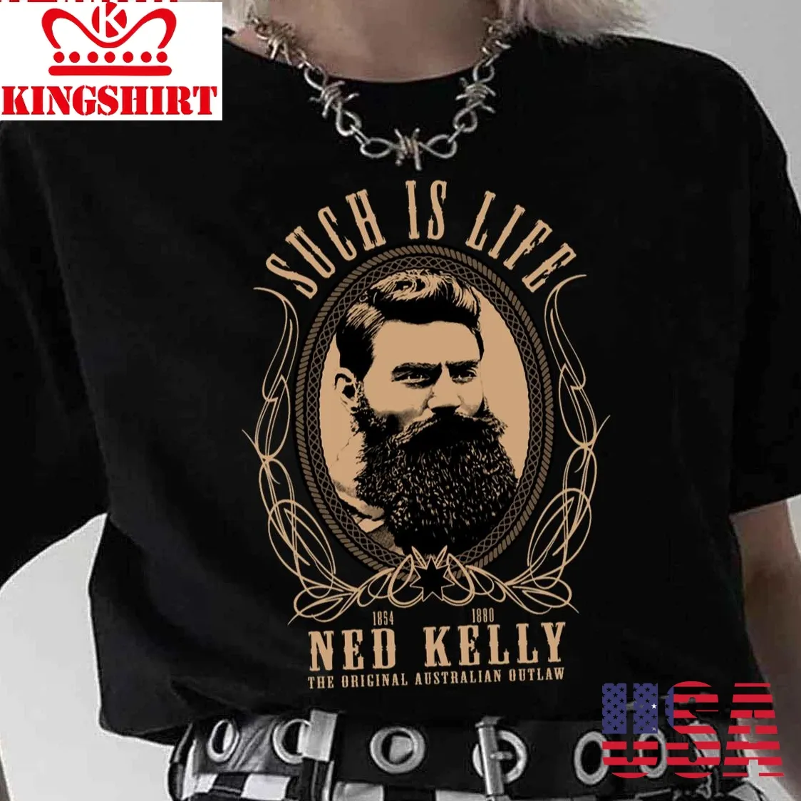 Original Outlaw Design In Cream Ned Kelly Unisex T Shirt
