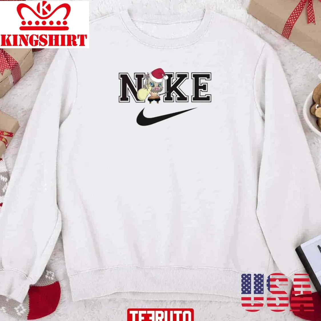 Padoru Inosuke Nike Christmas Logo Demon Slayer Sweatshirt