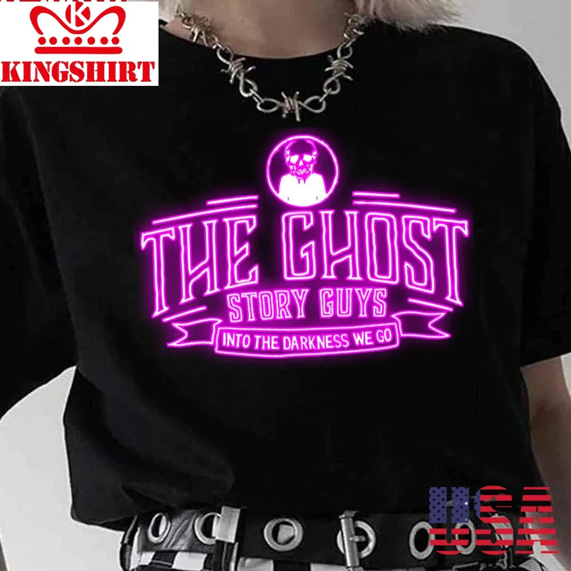 Pink Neon Ghost Story Guys Logo Unisex T Shirt