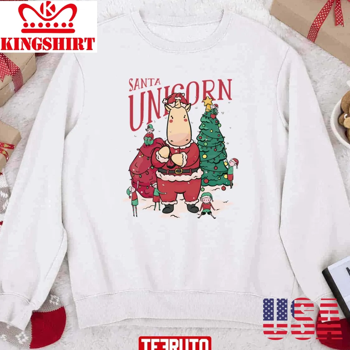 Santa Unicorn Christmas Santa Claus Sweatshirt