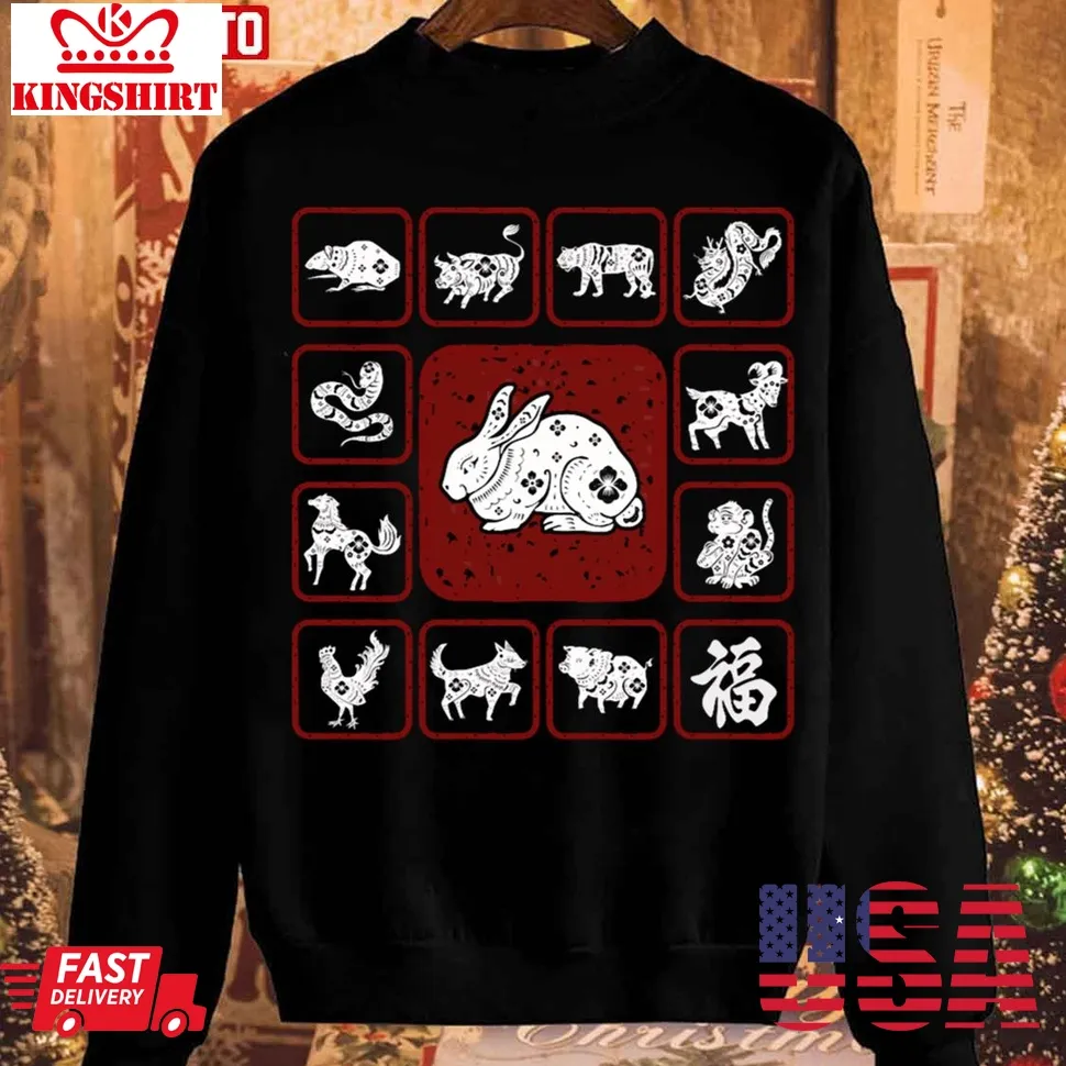 Official 12 Chinese Zodiac Signs Year Of The Rabbit 2023 Unisex Sweatshirt TShirt