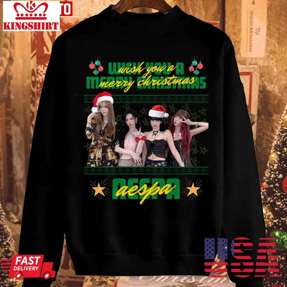 Vintage Aespa Wish You A Merry Christmas Unisex Sweatshirt Size up S to 4XL