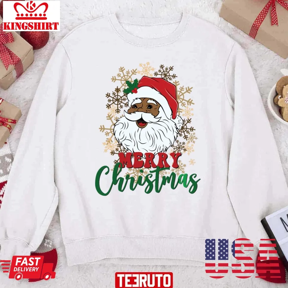Free Style African American Retro Vintage Black Santa Claus Sweatshirt Unisex Tshirt