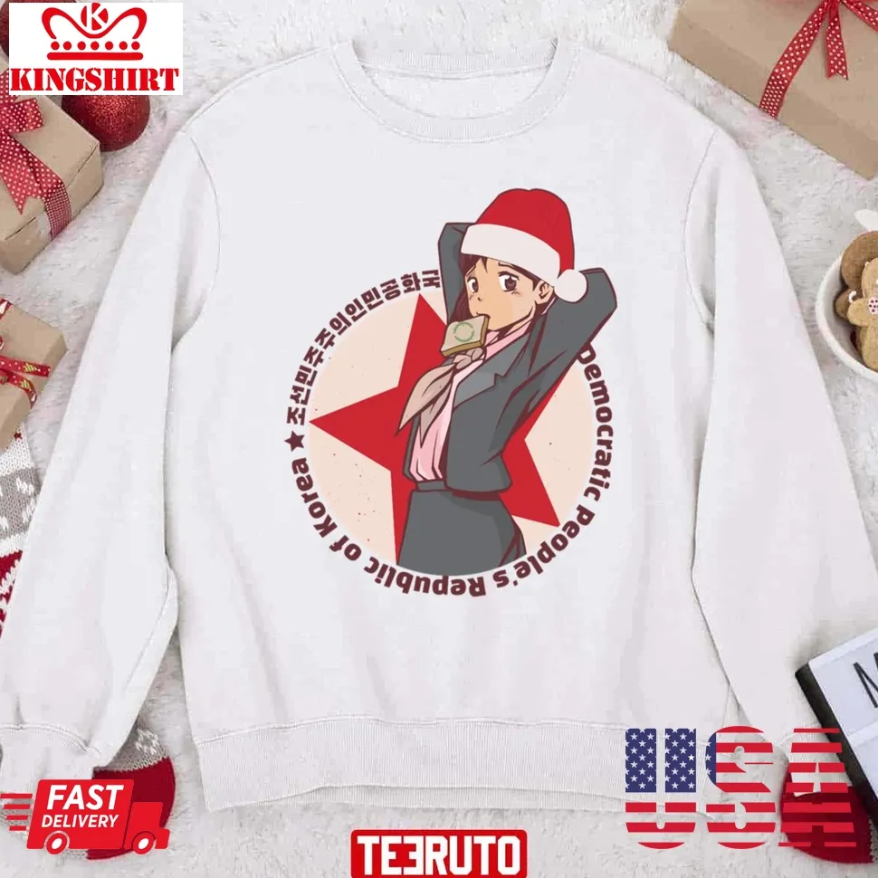 Funny Anime Christmas Cute Korean Girl Santa Hat Unisex Sweatshirt Plus Size