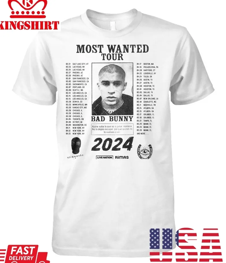 Bad Bunny Most Wanted Tour 2024 T Shirt