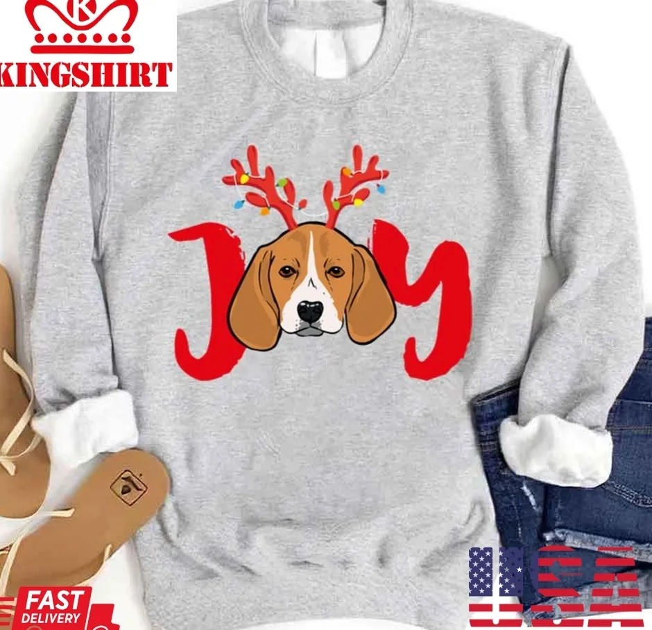 Beagle Dog Xmas Christmas Reindeer Antlers Light Unisex Sweatshirt