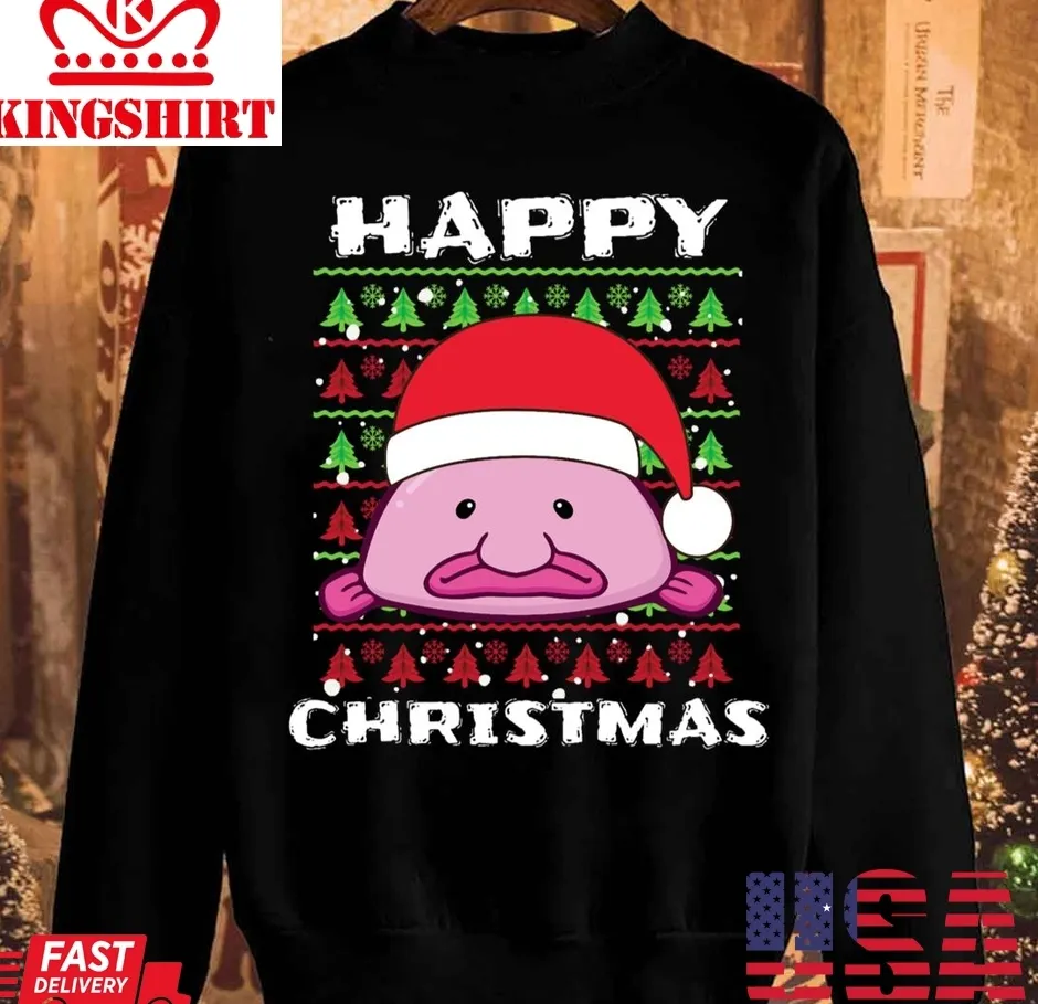 Blob Fish Happy Christmas Blobfish Winter Unisex Sweatshirt Size up S to 4XL