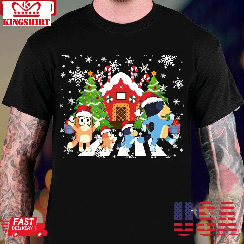 Top Bluey Christmas Family Under The Snow Unisex T Shirt Plus Size