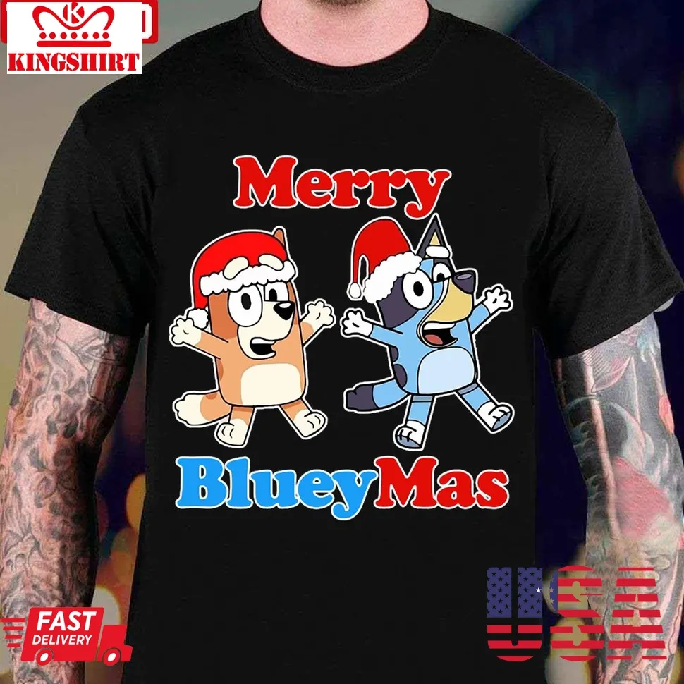 Oh Blueymas Funny Cartoon Xmas Unisex T Shirt Size up S to 4XL