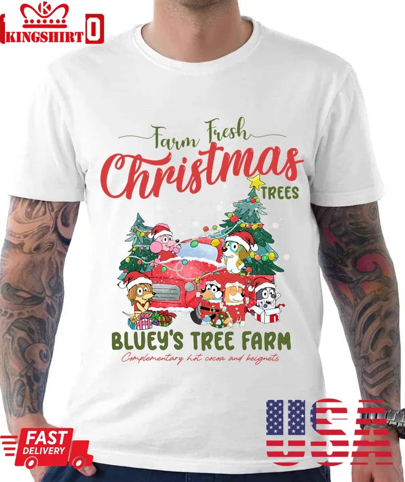 Love Shirt Blueys Tree Farm Christmas Unisex T Shirt Size up S to 4XL