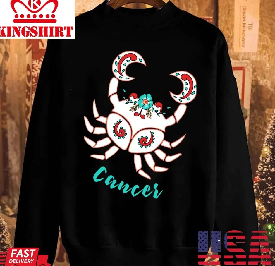 Boho Zodiac Sign Cancer Astrology Watercolor Unisex Sweatshirt Plus Size