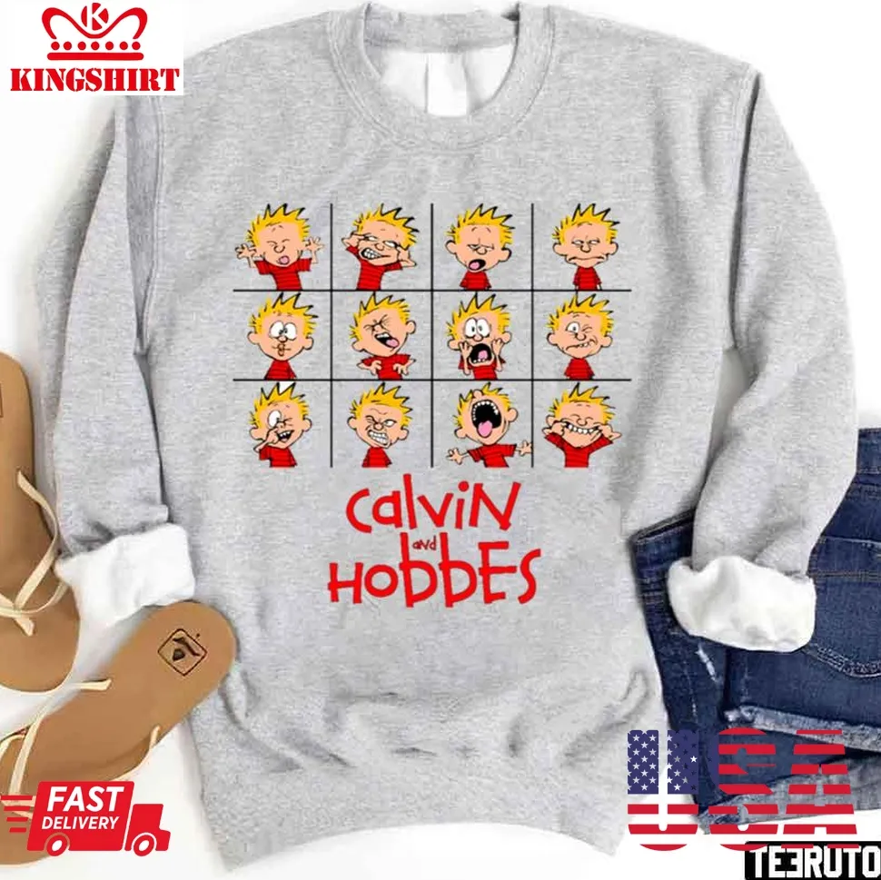 Pretium Calvin And Hobbes Expressions American Comic Sweatshirt Plus Size