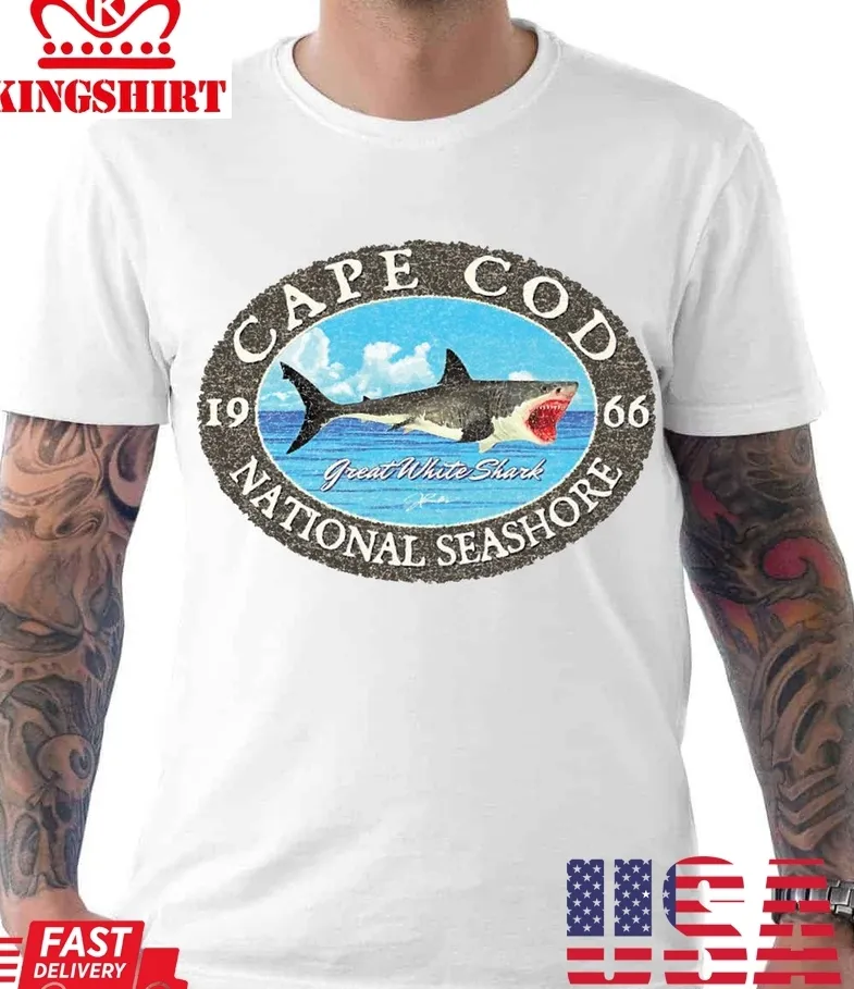 Cape Cod National Seashore Great White Shark Unisex T Shirt Size up S to 4XL