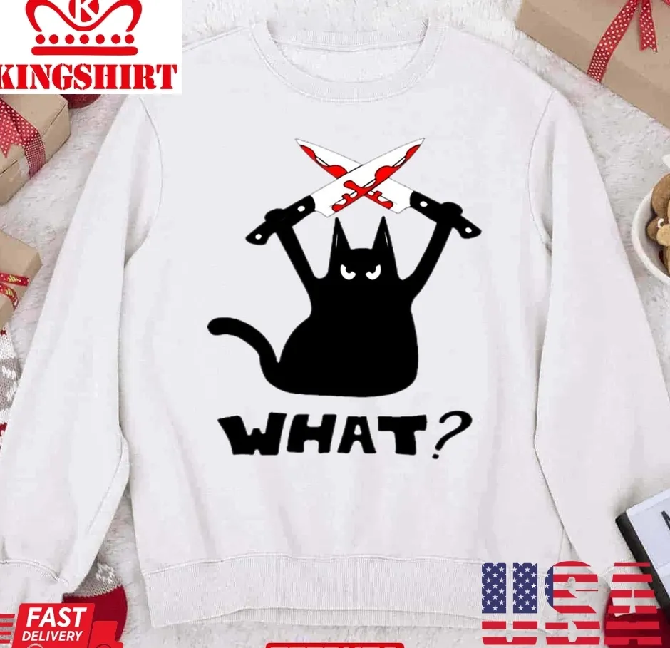 Cat Knife Merry Christmas Black Cat K Unisex Sweatshirt Unisex Tshirt