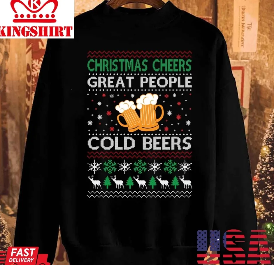 Cheers Great People Cold Beers 2023 Christmas Unisex Sweatshirt Plus Size