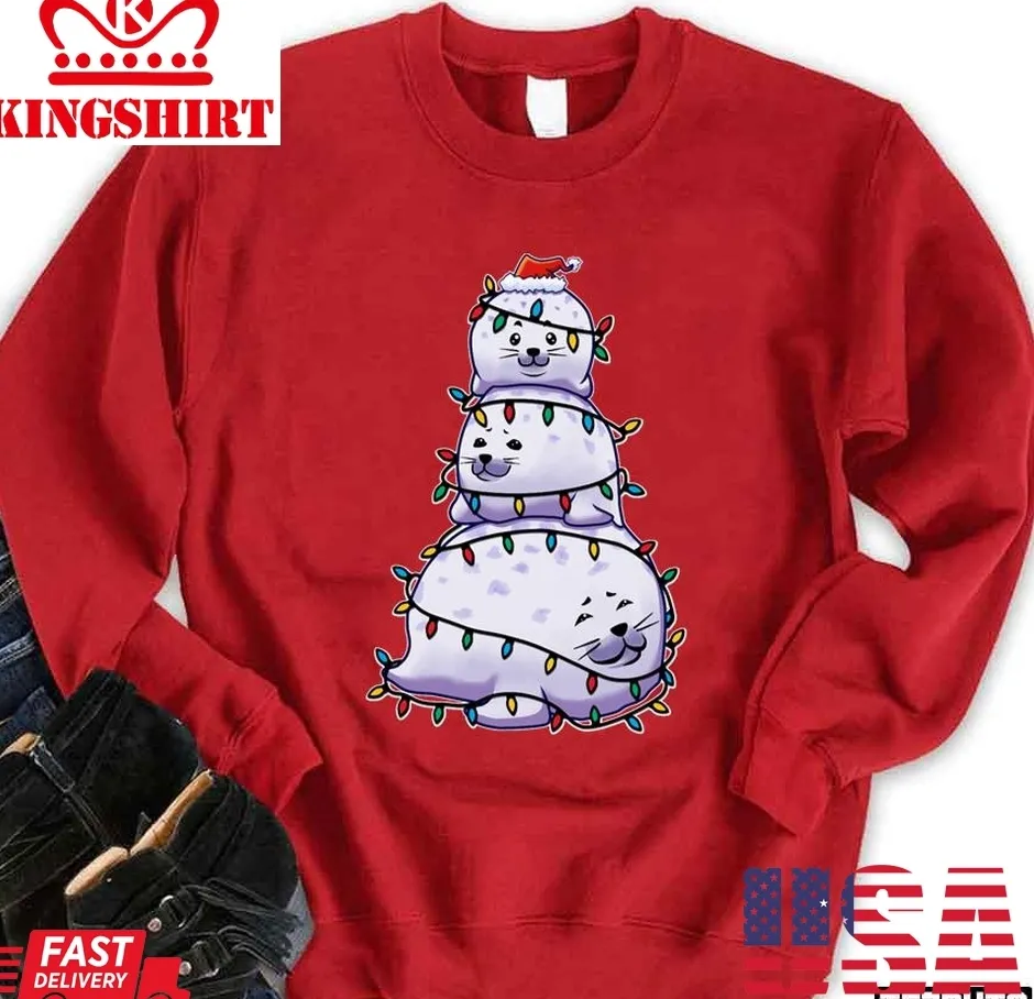 Chonky Seal Snowman Christmas Lights Unisex Sweatshirt Unisex Tshirt