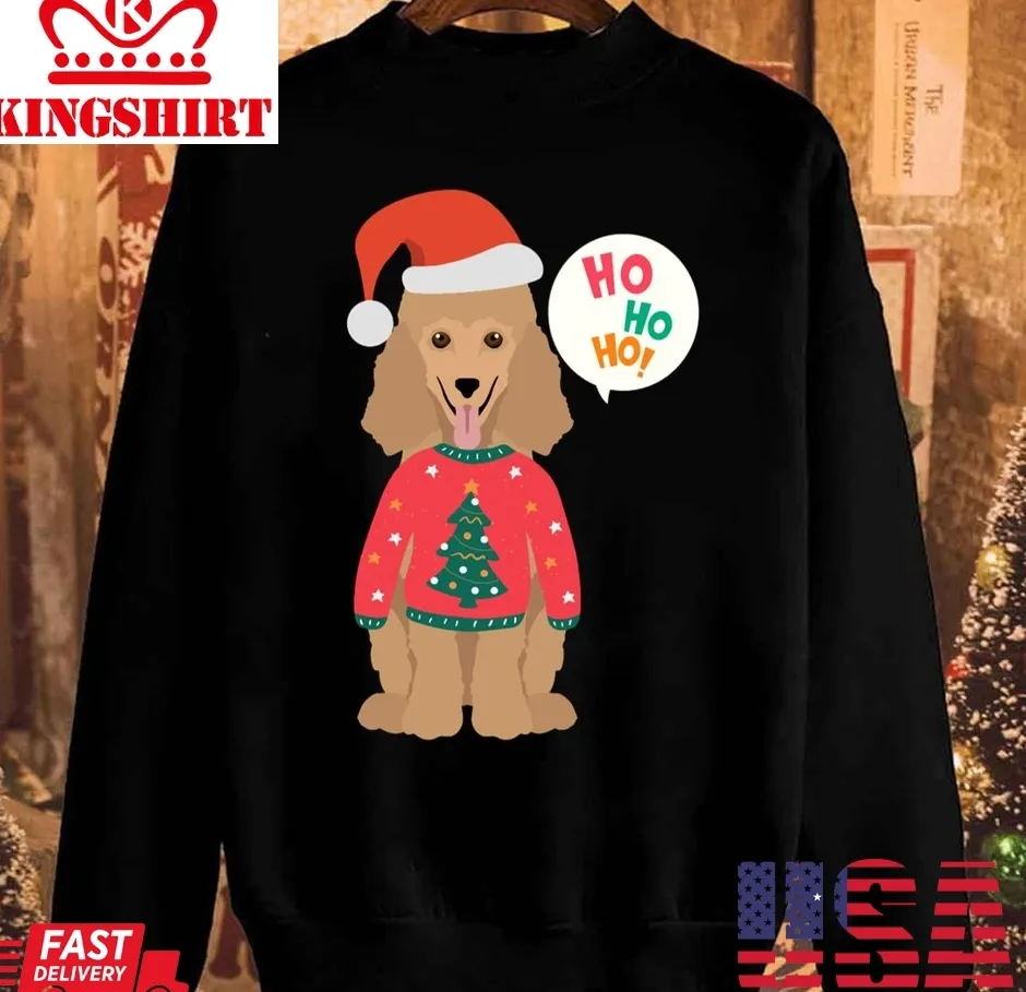 Christmas Apricot Poodle In A Christmas Premium Unisex Sweatshirt Plus Size