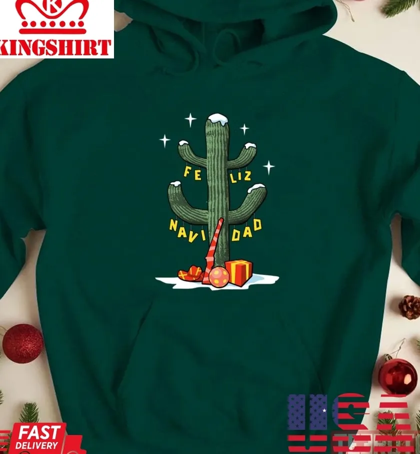 Christmas Cactus Feliz Navidad Unisex Sweatshirt Size up S to 4XL