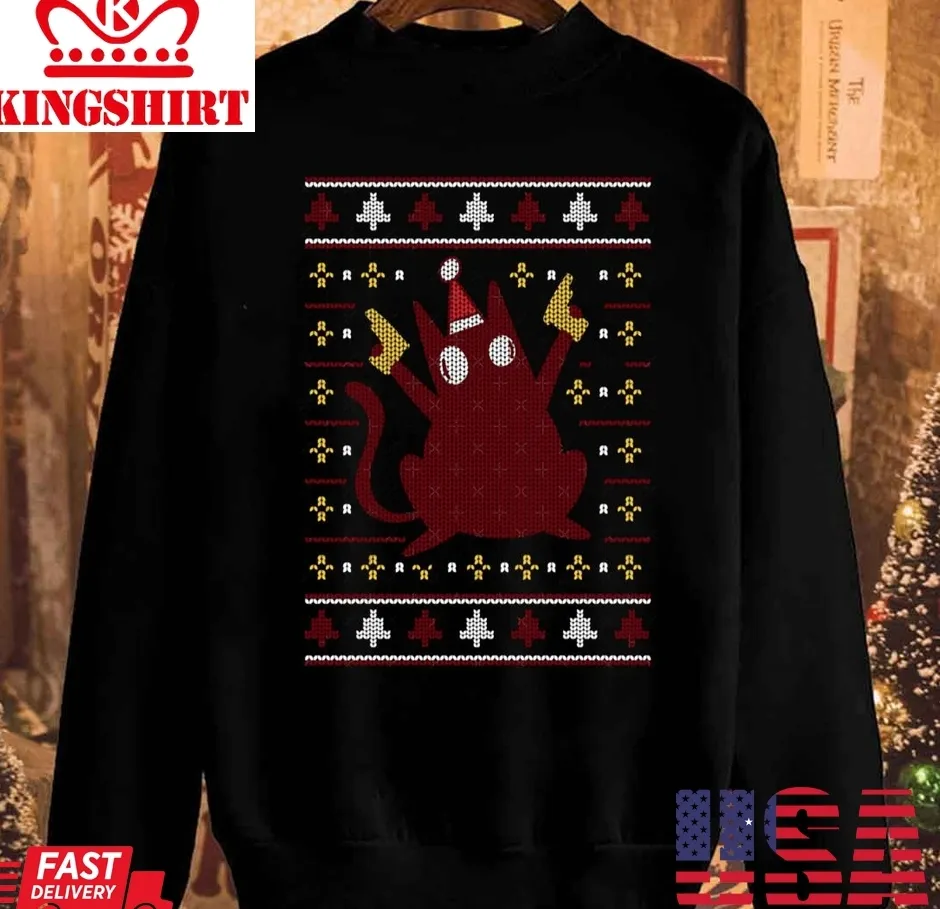 Christmas Cat Holding Gun Unisex Sweatshirt Size up S to 4XL