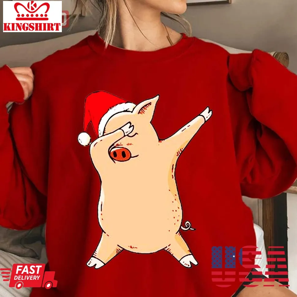 Love Shirt Christmas Dabbing Pig Unisex Sweatshirt Size up S to 4XL