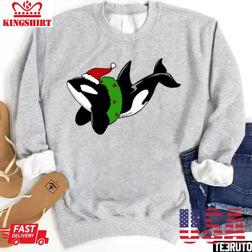 Free Style Christmas Killer Whale Sweatshirt Unisex Tshirt