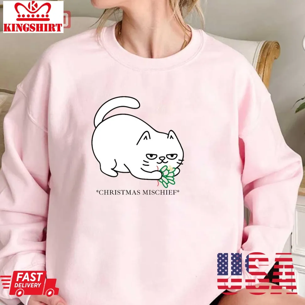 Vote Shirt Christmas Mischief White Cat Unisex Sweatshirt Unisex Tshirt